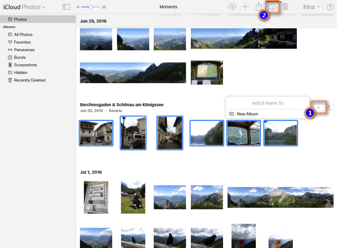 Save multiple photos from iCloud