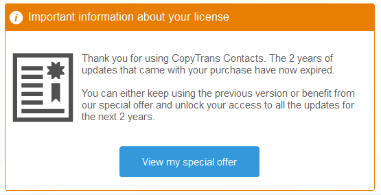 A pop up that says that your license has expired