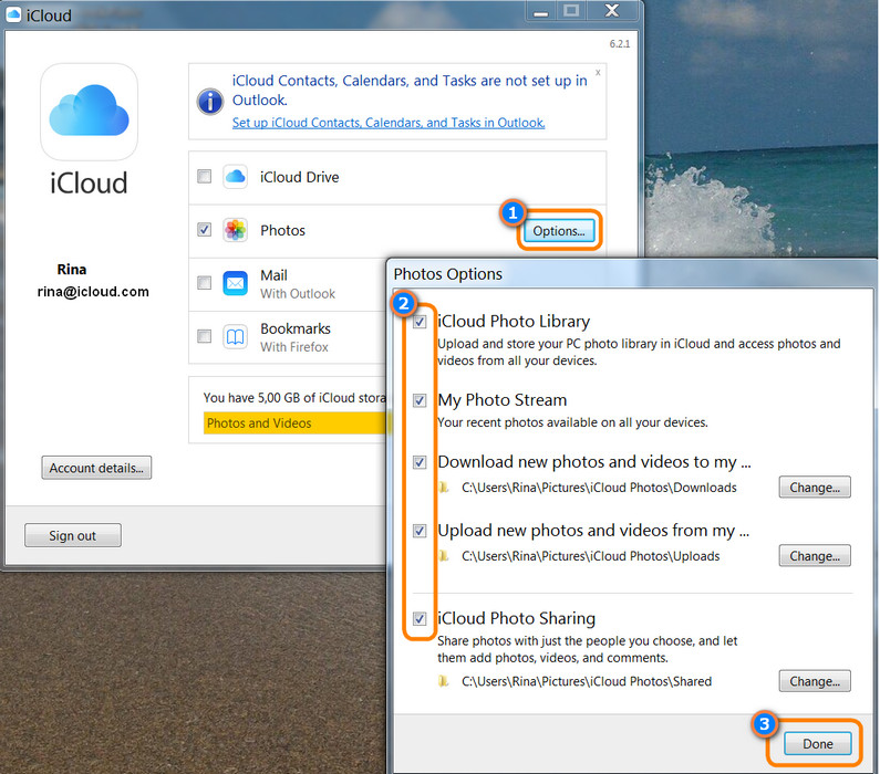 icloud on pc missing download button