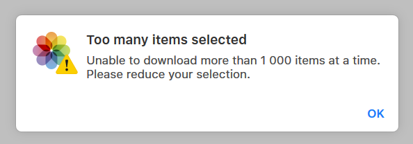 Cannot select and download more than 1000 photos in iCloud