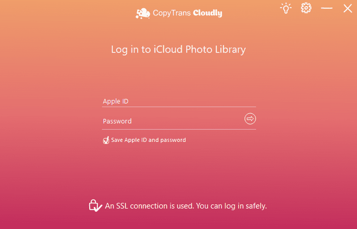 CopyTrans Cloudly authorization screen