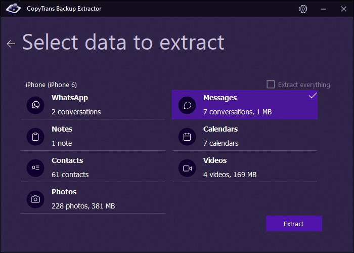 Extracting messages from an iPhone backup file