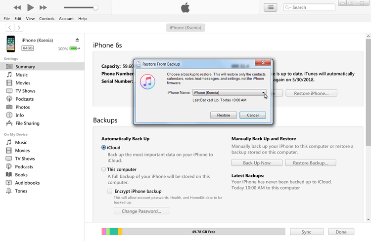 using itunes backup to restore messages on a mac