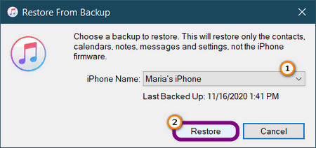 Recover deleted pictures on iPhone from iTunes backup