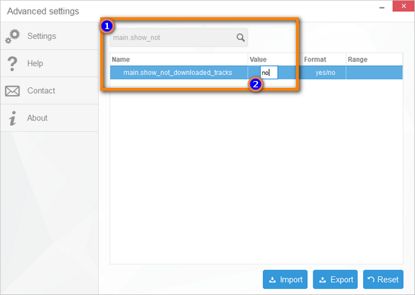 Advanced settings hide not downloaded tracks