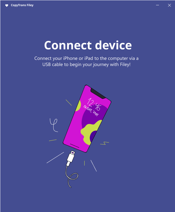 Connect device to CopyTrans Filey