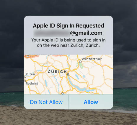 Apple ID sign in requested