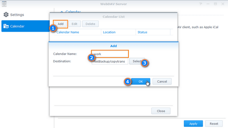 Configure synology nas CalDav