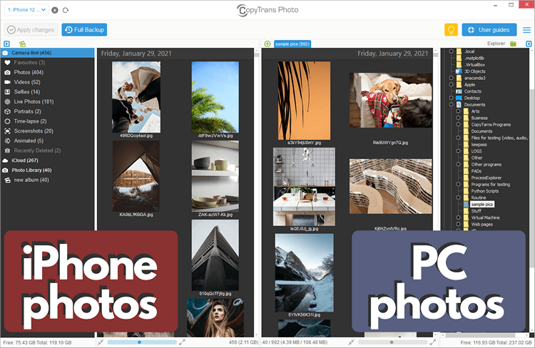 CopyTrans Photo iPhone photos and PC photos