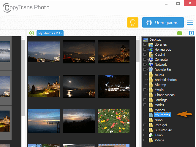 Select the photo album where you want to transfer iPhone photos