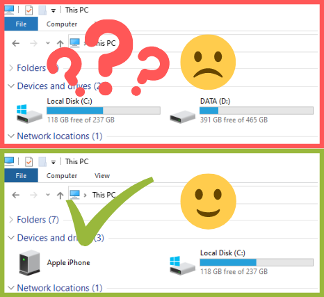 Windows Explorer iPhone indication