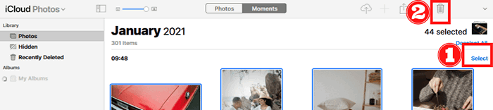 how to remove photos from icloud by moments