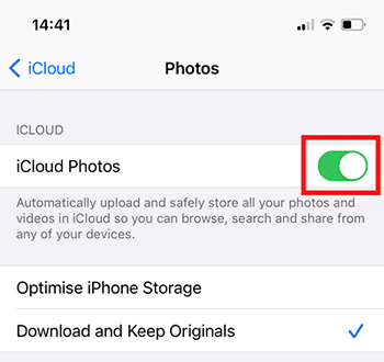 Enabled iCloud Photo library