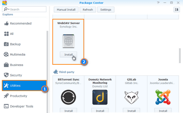 install the WebDav Srver on your PC