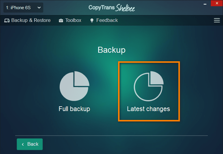 iOS incremental backup with CopyTrans Shelbee