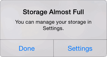 Storage almost full iPhone notification