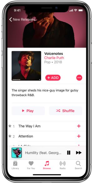 Browse to the track in the Apple Music