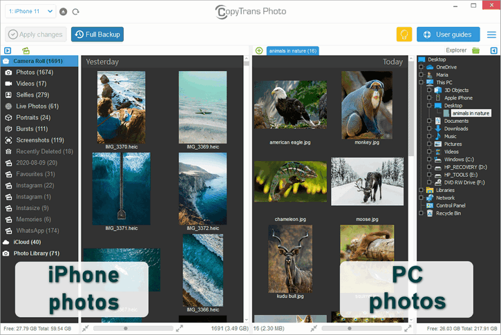 View iPhone photos on PC in CopyTrans Photo
