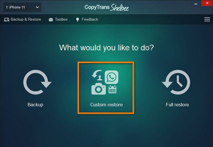 Partial iPhone restore with CopyTrans Shelbee