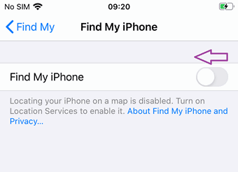 Disable Find My iPhone