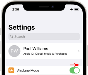 how to turn on an Airplane Mode