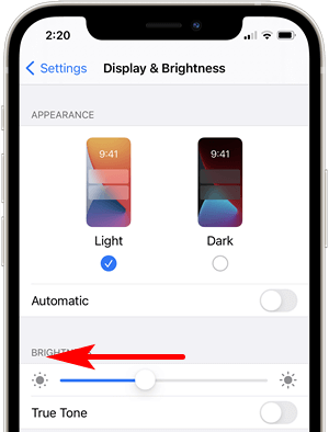 screen brightness iphone