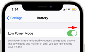 Disable low power mode om iPhone