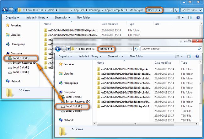 itunes backup folder junction directory explained