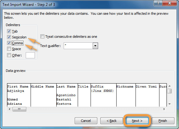 using the text import wizard in excel