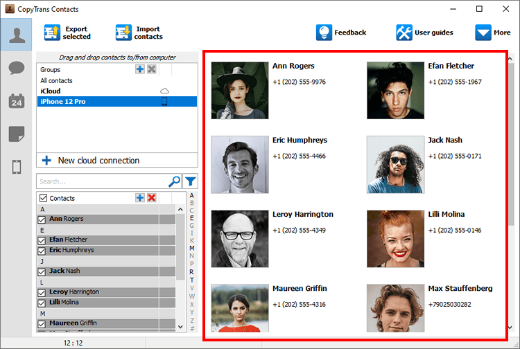 Outlook contacts imported to iPhone