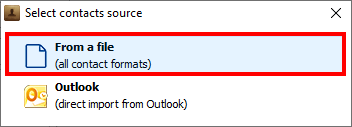 Select From a file option to export
