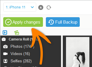 Apply changes upon iPhone album transfer
