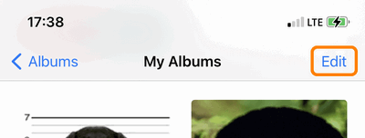 Click edit to manage photo albums on iPhone