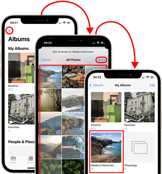 iPhone photo album step-by-step creation process