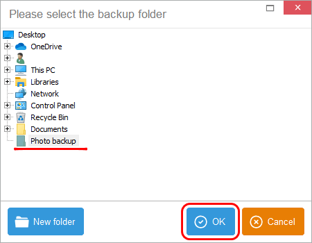 PC folder select