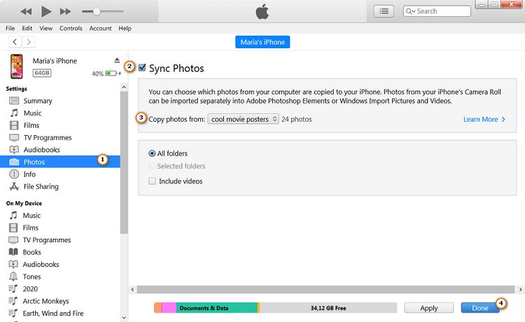 step-by-step guide on importing photos to iPhone with iTunes