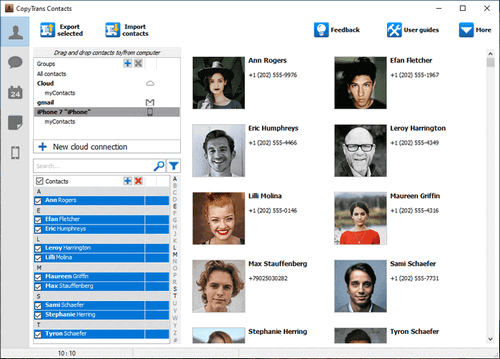 CopyTrans Contacts main window