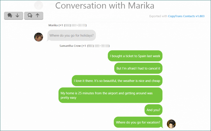 Conversation WhatsApp in web format