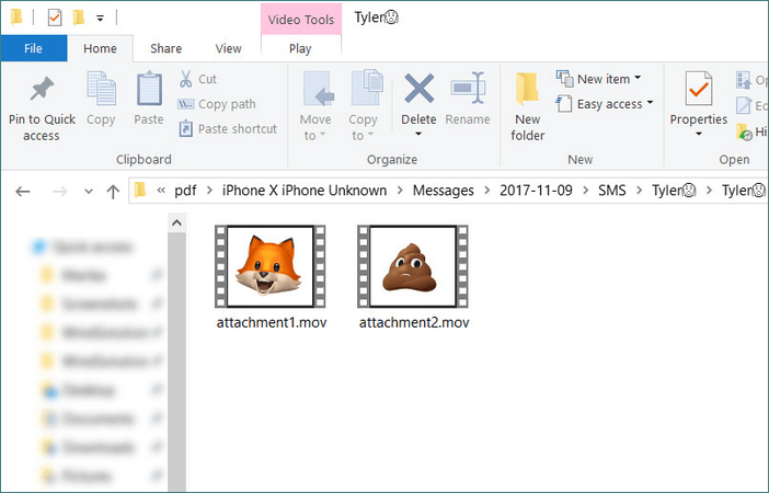 Check the Animoji in the selected folder