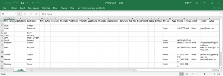 exporting iphone contacts to excel