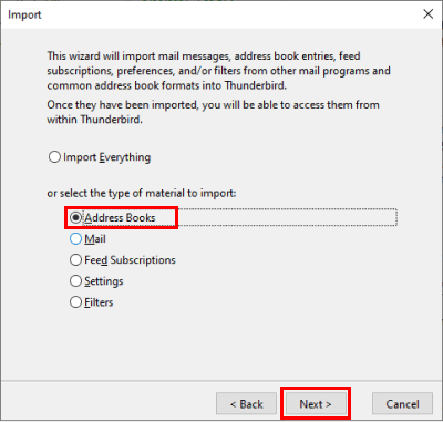 How to import contacts into Thunderbird