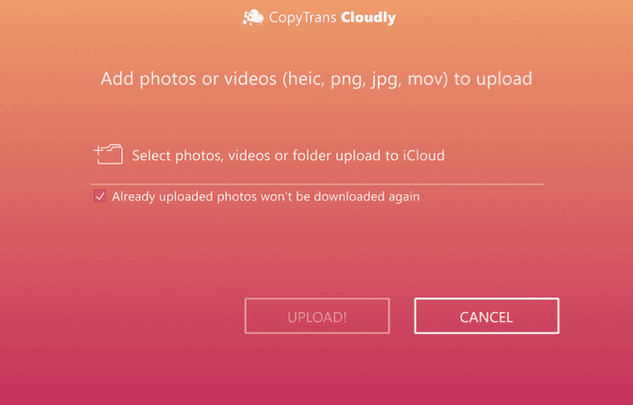 CopyTrans Cloudly file selection