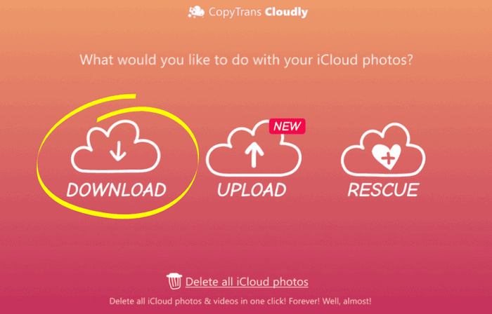 Downloading photos from iCloud with CopyTrans Cloudly