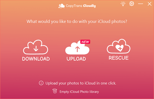 CopyTrans Cloudly Upload button
