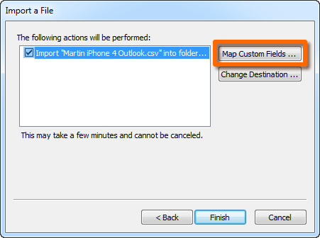 Custom field mapping in Outlook