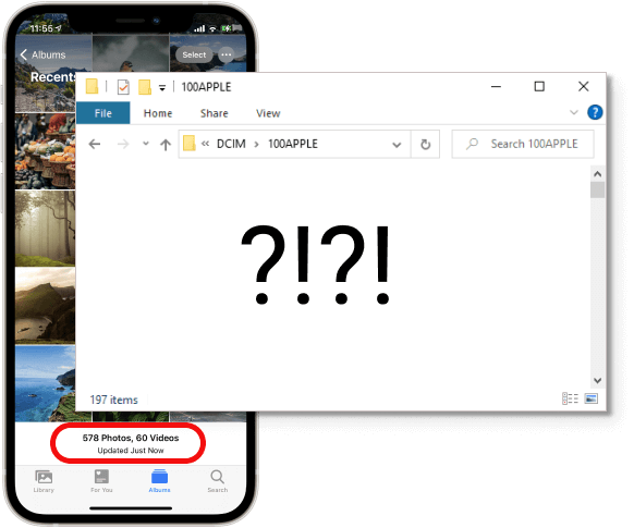 iPhone DCIM folder empty