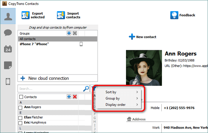 Configure sort order and display order