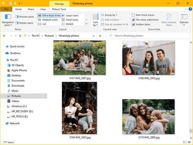 Backup WhatsApp photos to PC result