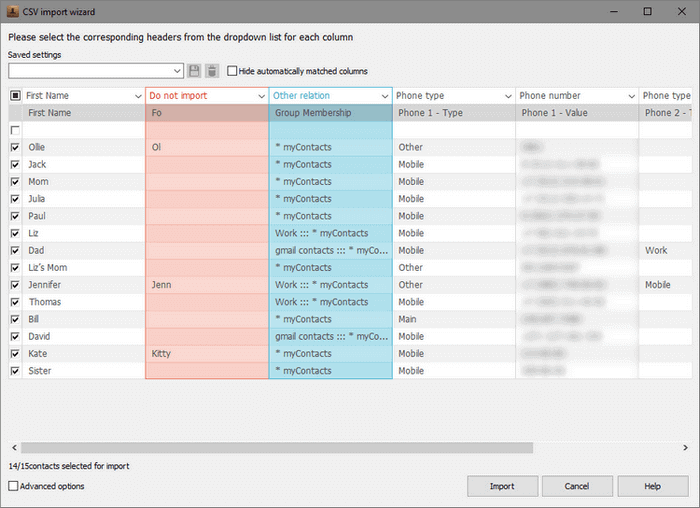 Importing csv contacts to iphone