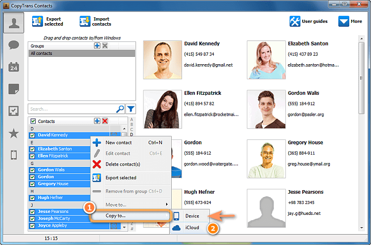 save Exchange contacts to iPhone